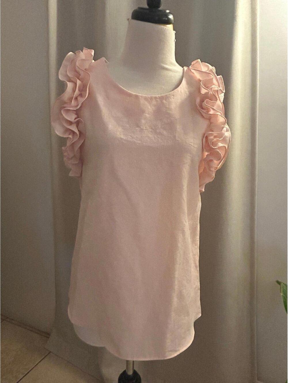 Circle Korea Petal Ruffle Chiffon Blouse Baby Pink